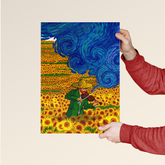Van Gogh Violinist – Sunflowers & Swirls Poster